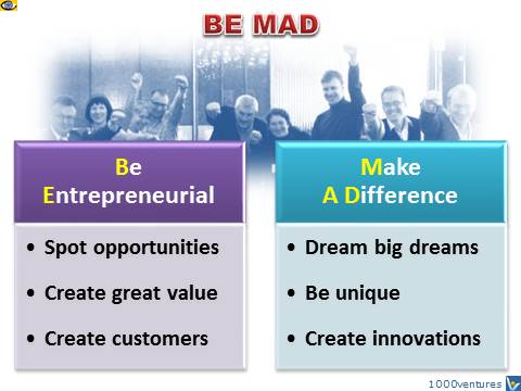 BE MAD - Be Entrepreneurial, Make A Difference, emfographics, emotional infographics
