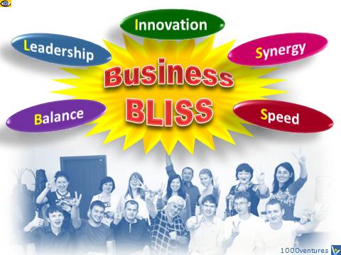 Business BLISS - Balance, Leadership, Innovation, Synersgy, Speed, emfographics